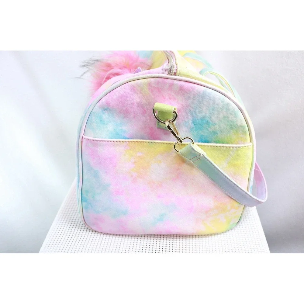 Under One Sky Unicorn Duffel Bag Girls Pastel Tie Dye Rainbow Travel Bag
